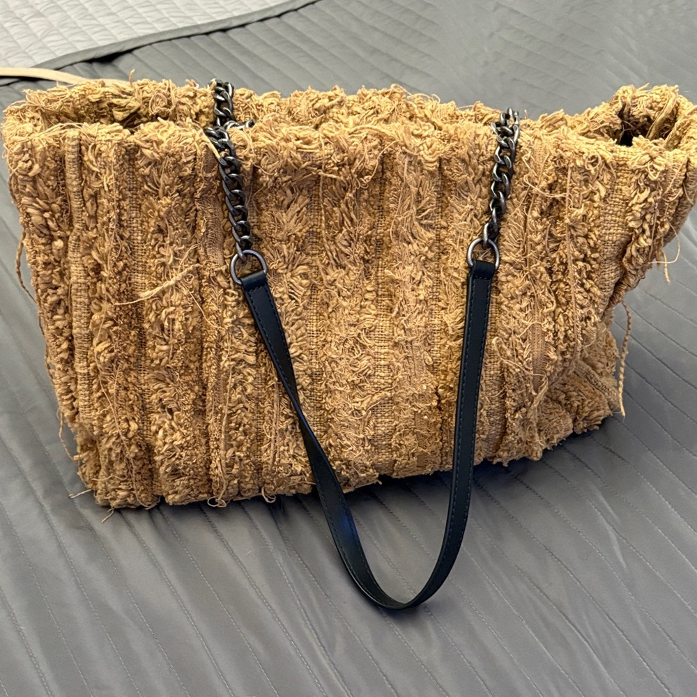 Zara Tan Textured Shoulder Bag
